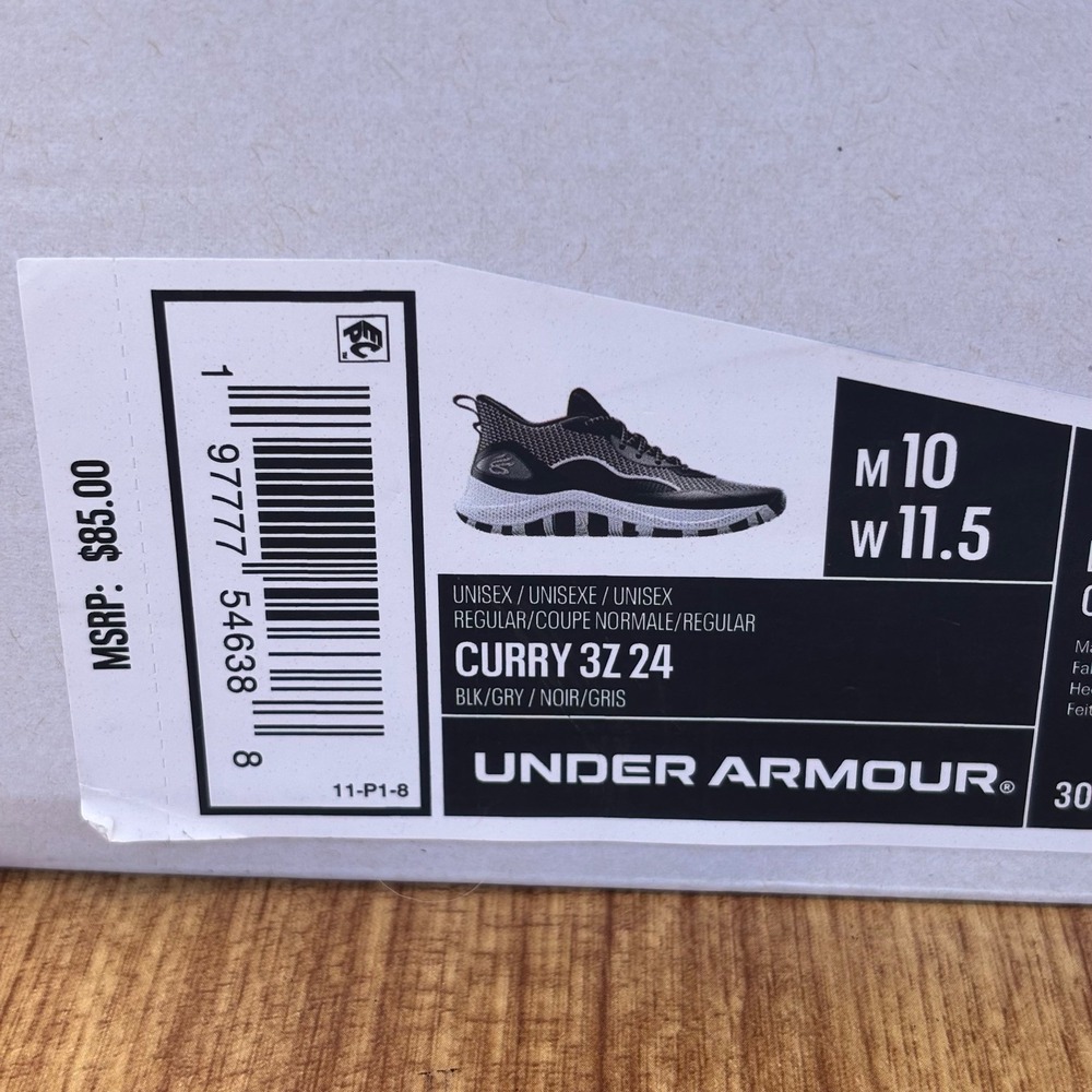 Under Armour Curry 3Z24 Basketball Shoes Mens 10 Womens 11.5 Black Grey NEW - Picture 7 of 7